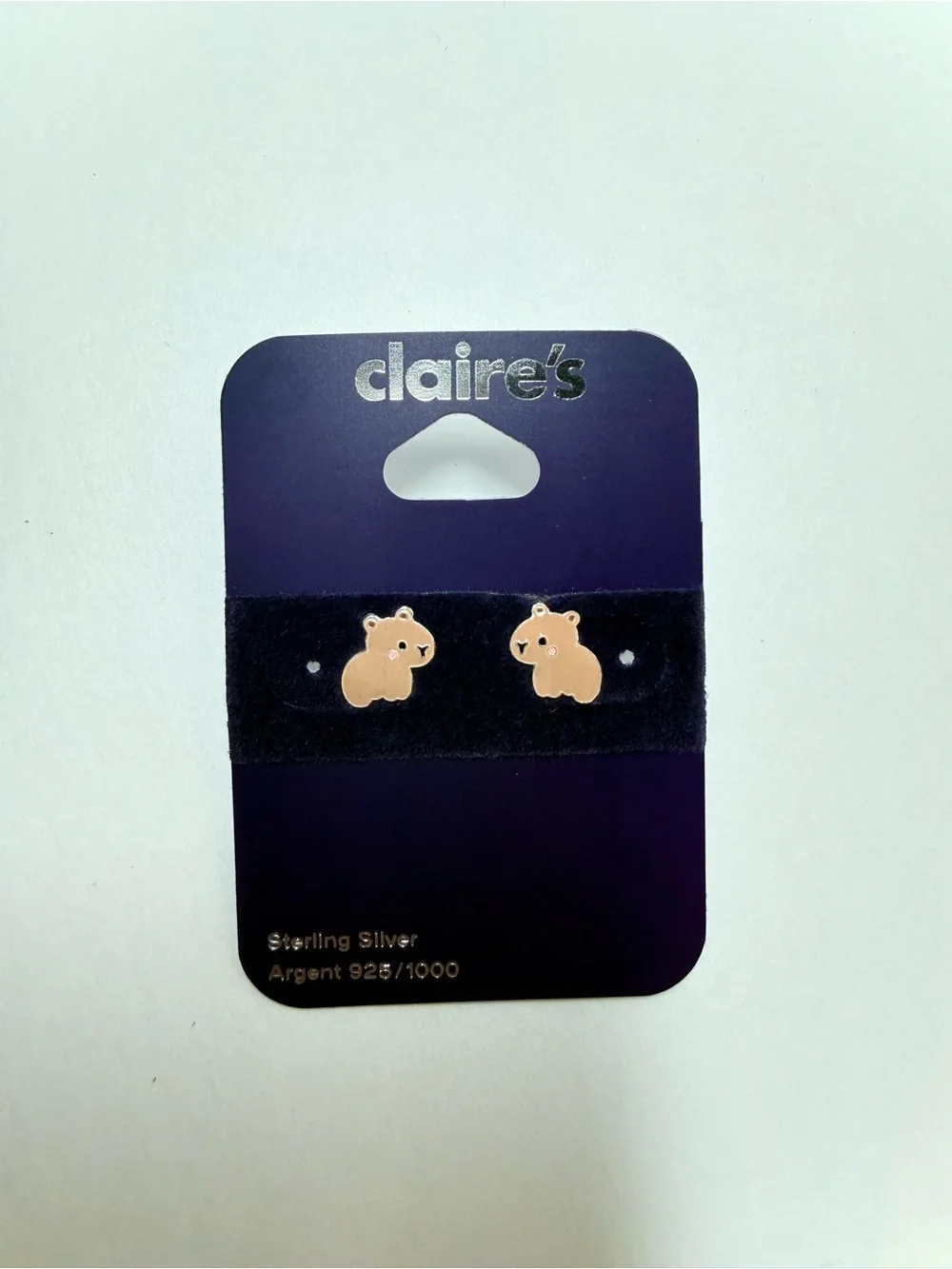Claire's Sterling Silver, Gold and Tan Tone Bear Stud Earrings